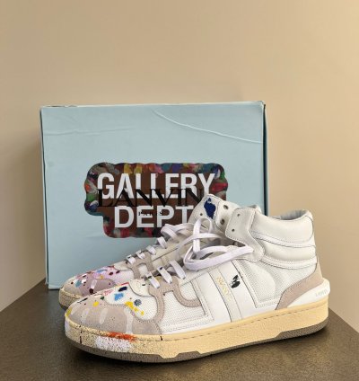 Clay High Top Sneakers In White Multicolor Paint Splatter