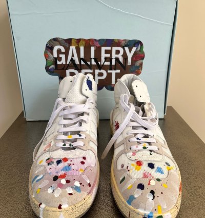 Clay High Top Sneakers In White Multicolor Paint Splatter