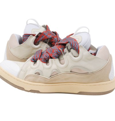 Curb Skat Shoe Beige Tan White Skate Sneakers - 00705-