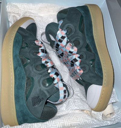 Green Lanvin Sneaker With Pink Hint In Laces