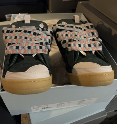 Green Lanvin Sneaker With Pink Hint In Laces