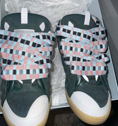 Green Lanvin Sneaker With Pink Hint In Laces
