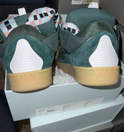 Green Lanvin Sneaker With Pink Hint In Laces