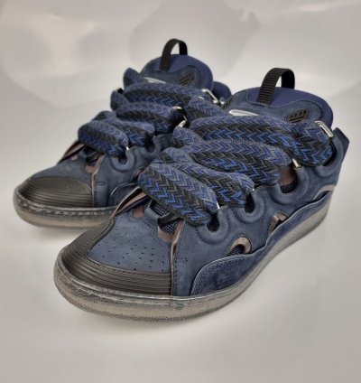 Lanvin Curb Blue And Black Sneakers New