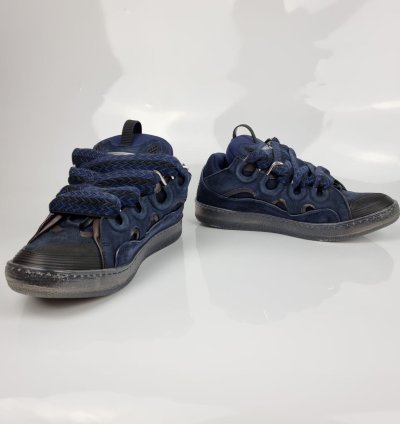 Lanvin Curb Blue And Black Sneakers New