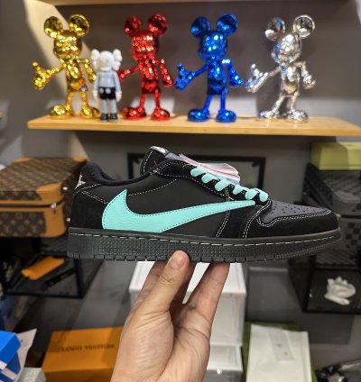 Travisscott Black Tiffany Blue Custom Air Jordan 1 Low