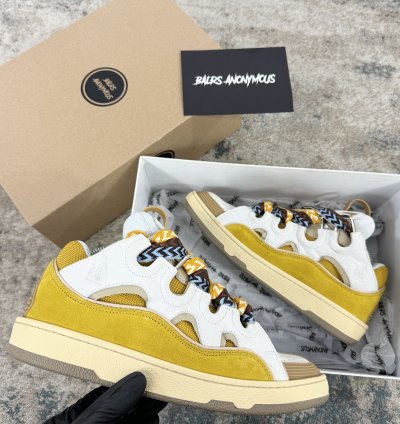Lanvin Curb Low Top Trainers In Yellow White Rrp 750