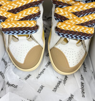 Lanvin Curb Low Top Trainers In Yellow White Rrp 750