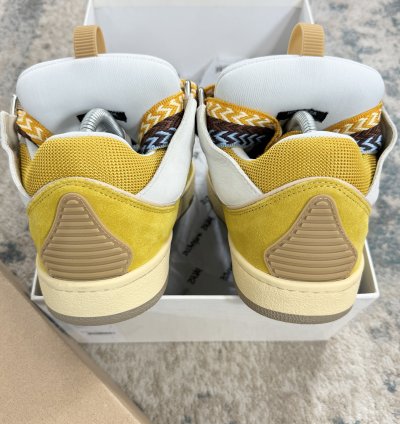 Lanvin Curb Low Top Trainers In Yellow White Rrp 750