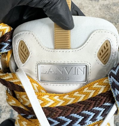 Lanvin Curb Low Top Trainers In Yellow White Rrp 750