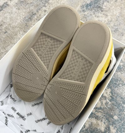 Lanvin Curb Low Top Trainers In Yellow White Rrp 750
