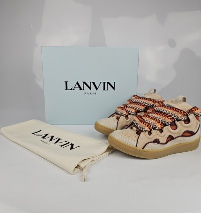 Lanvin Curb Men Beige And Orange Sneakers New Ss23