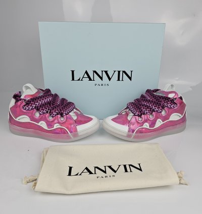 Lanvin Curb Men Pink And White Sneakers New Ss23 41