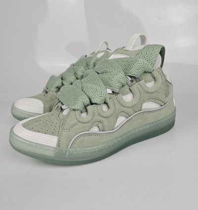 Lanvin Curb Men White And Green Sneakers New Ss23