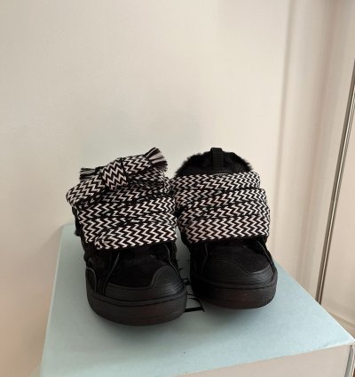 Lanvin Curb Mule Black White Faux Lined