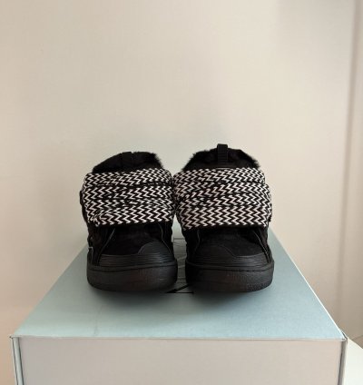 Lanvin Curb Mule Black White Faux Lined