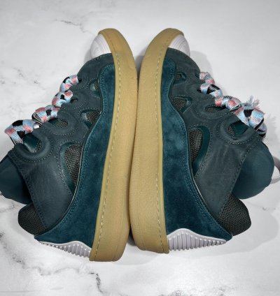 Lanvin Curb Skate Shoes Forest Green Suede Sneakers