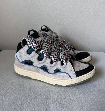 Lanvin Curb Sneaker In Sail Turqoise Purple