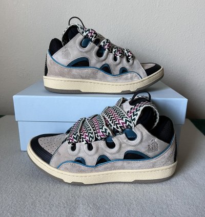 Lanvin Curb Sneaker In Sail Turqoise Purple