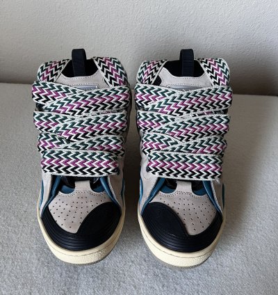 Lanvin Curb Sneaker In Sail Turqoise Purple