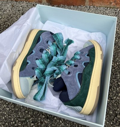 Lanvin Curb Sneakers Grey Green Blue