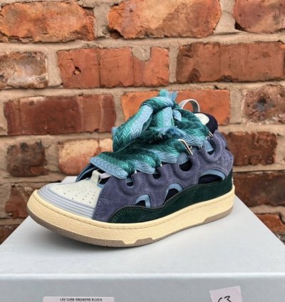 Lanvin Curb Sneakers Grey Green Blue