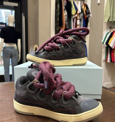 Lanvin Curb Sneakers In Leather With