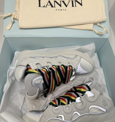 Lanvin Curb Sneakers White Multi New With Box