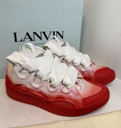 Lanvin Curb Sneakers White Red New With Box