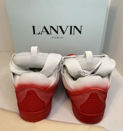 Lanvin Curb Sneakers White Red New With Box Sz 8
