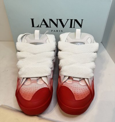 Lanvin Curb Sneakers White Red New With Box Sz 9