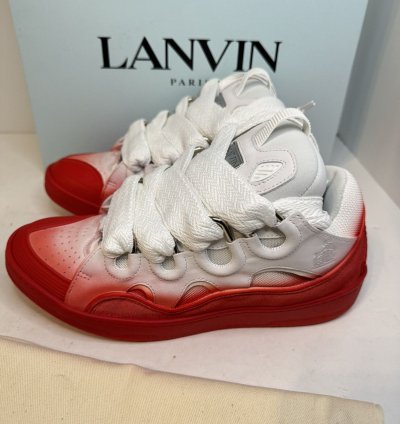 Lanvin Curb Sneakers White Red New With Box Sz 9