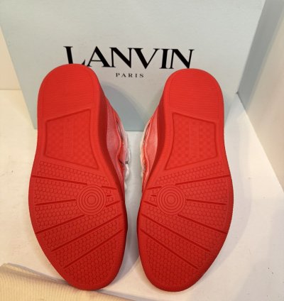 Lanvin Curb Sneakers White Red New With Box Sz 9