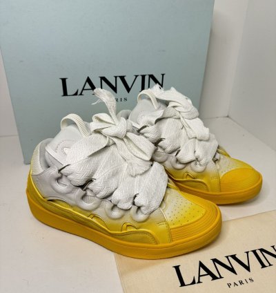 Lanvin Curb Sneakers White Yellow Gradient New