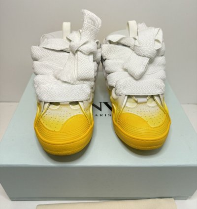 Lanvin Curb Sneakers White Yellow Gradient New