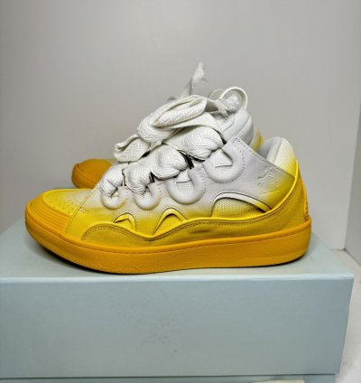 Lanvin Curb Sneakers White Yellow Gradient New
