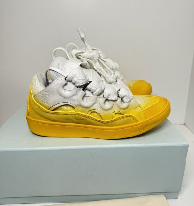 Lanvin Curb Sneakers White Yellow Gradient New