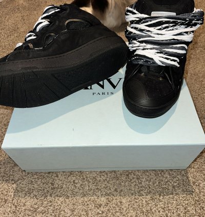 Lanvin Curb Suede Leather Low Top Sneaker