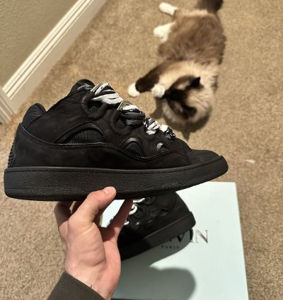 Lanvin Curb Suede Leather Low Top Sneaker