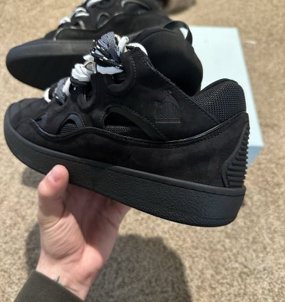 Lanvin Curb Suede Leather Low Top Sneaker