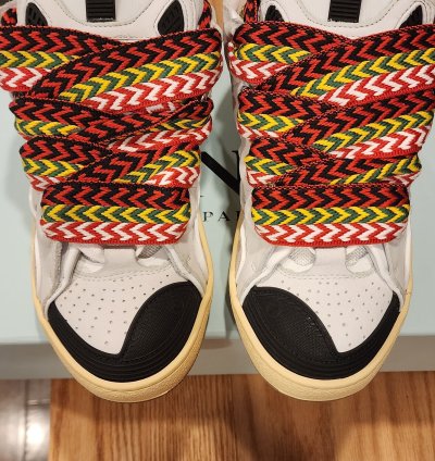 Lanvin Curb Suede Trim Sneakers Msrp 990