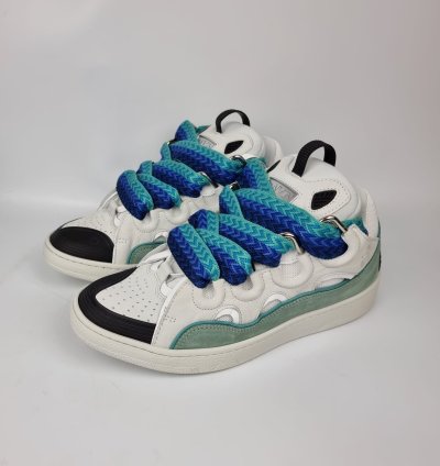 Lanvin Curb White And Green Sneakers New