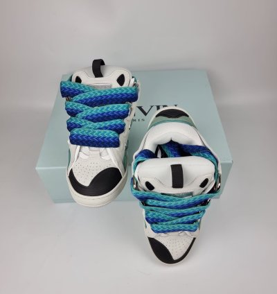 Lanvin Curb White And Green Sneakers New