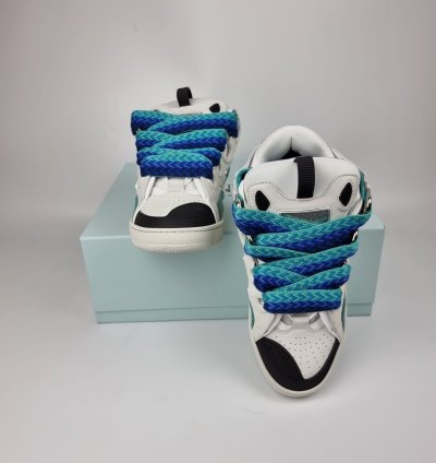 Lanvin Curb White And Green Sneakers New