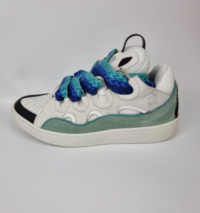 Lanvin Curb White And Green Sneakers New