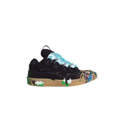 Lanvin Gallery Dept Paint Splatter Curb Sneakers Black