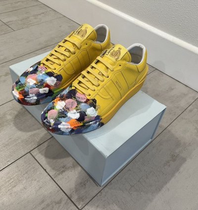 Lanvin Gallery Dept Yellow Painted Sneakers