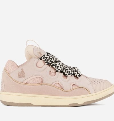 Lanvin Leather Curb Sneakers Pale Pink 10