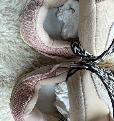 Lanvin Leather Curb Sneakers Pale Pink 10
