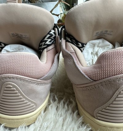 Lanvin Leather Curb Sneakers Pale Pink 10